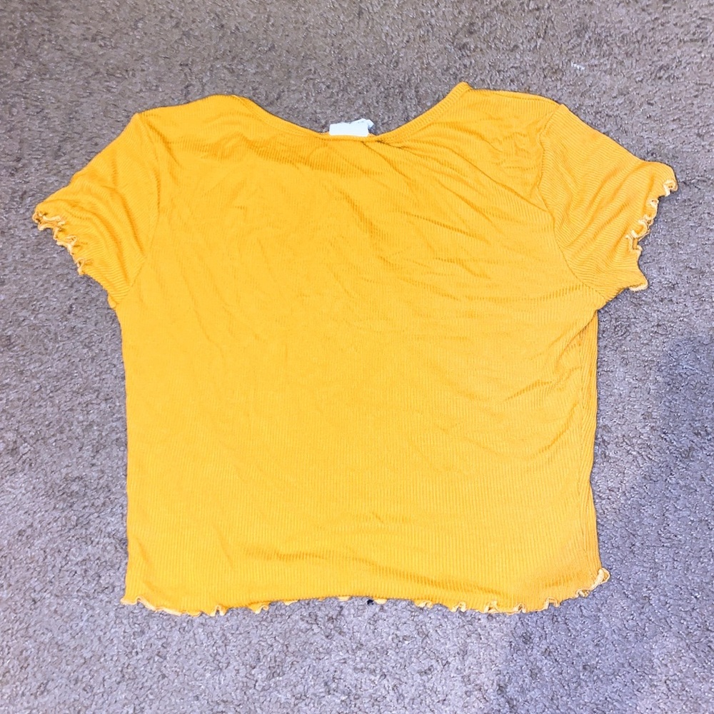 Mustard Yellow Lettuce Edge Ribbed Tee